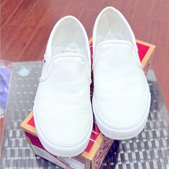 Vans Classic White Canvas Slip-Ons - Picture 3 of 3